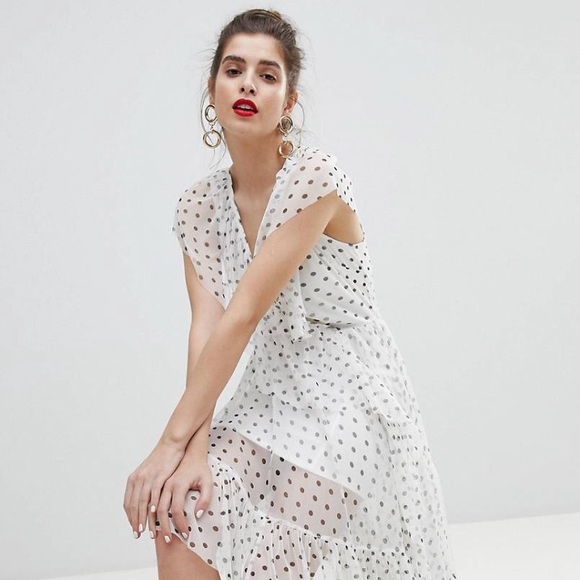 polka dot plunge dress